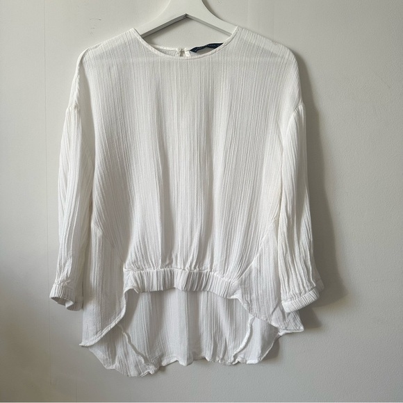 Zara White Gauze Long Sleeve Top M - Picture 1 of 7